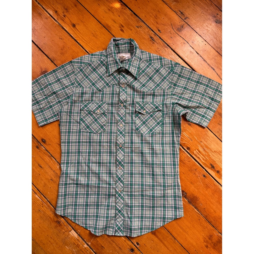 Vintage Y2K Wrangler Wrancher Western Shirt Plaid Pearl Snap 
Sz ‎ Medium